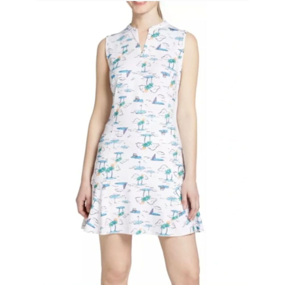 Lady Hagen - White Tropical Sleeveless Golf Dress (NWT) - XS